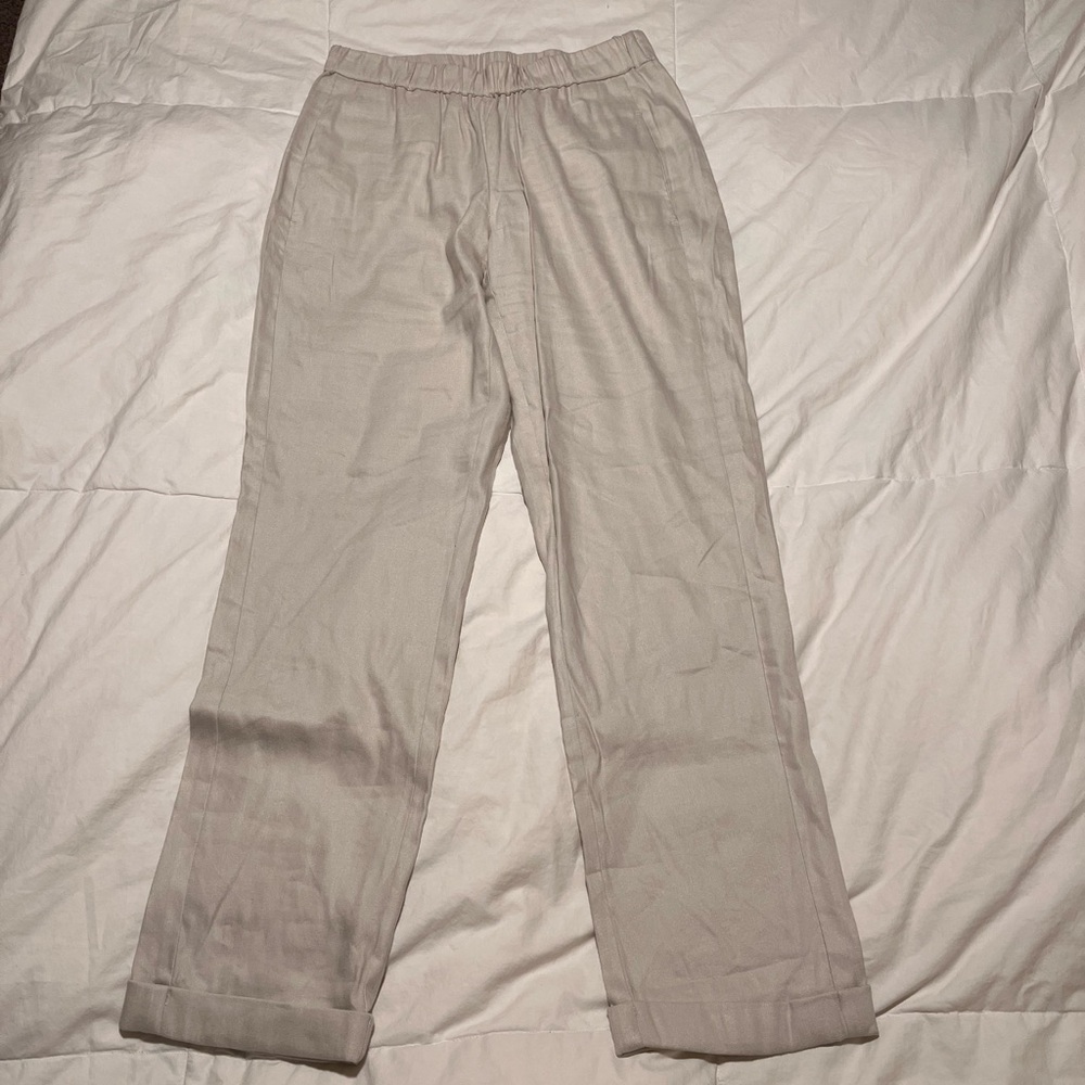 J. Jill XS Women’s Cream Linen Blend Casual Pants with Pockets